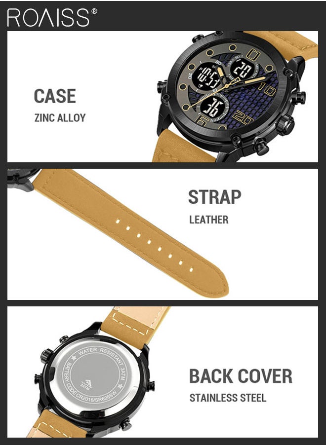 Men's Analog Digital Dual Display Sports Watch Multifunctional Waterproof Luminous Leather Strap Electronic Quartz Wristwatch with Alarm Stopwatch Backlight 12H/24H for Outdoor Activities - pzsku/Z373B6538EE75080E2995Z/45/_/1685968617/f007376b-a465-4afe-96eb-6417ea41dd6f