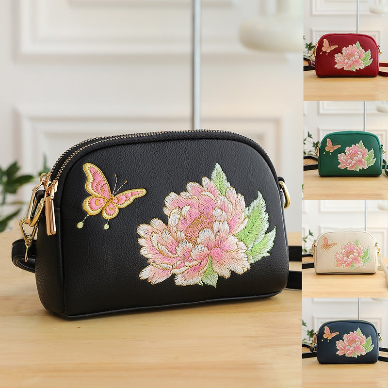 Embroidered Women'S Bag New Chinese Style Double Layer Mobile Phone Bag Women'S Shoulder Bag Fashionable Clutch Bag Crossbody Bag - Image 2