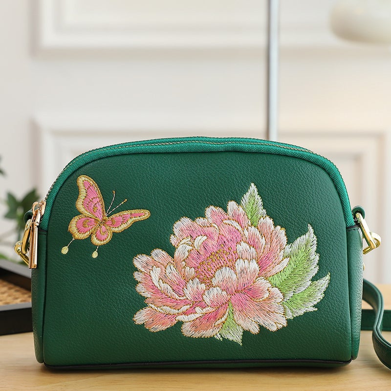 Embroidered Women'S Bag New Chinese Style Double Layer Mobile Phone Bag Women'S Shoulder Bag Fashionable Clutch Bag Crossbody Bag - Image 1