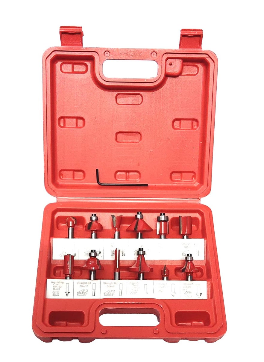 Mass Pro Mass Pro Premium Quality Router Bit 8mm Routertrimmer Bit Set With Plastic Case for Wood Working 12pcs Router Bit Set 8mm Shank Rotary Tool 8 mm  - Image 2