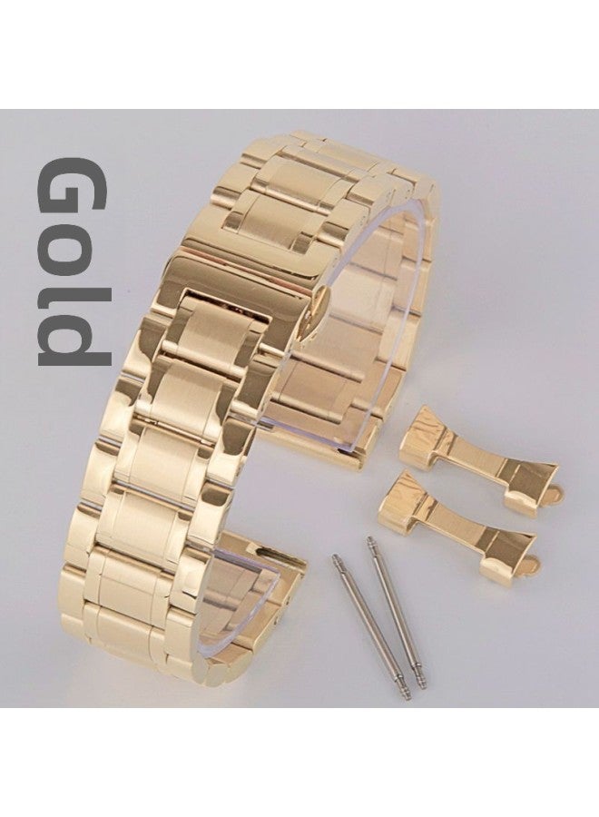 Beauenty Solid Stainless Steel Watch Band Unisex Metal Bracelet Double Press erfly Buckle Stainless Steel Strap 20mm-Color:Silver-22mm - Image 3