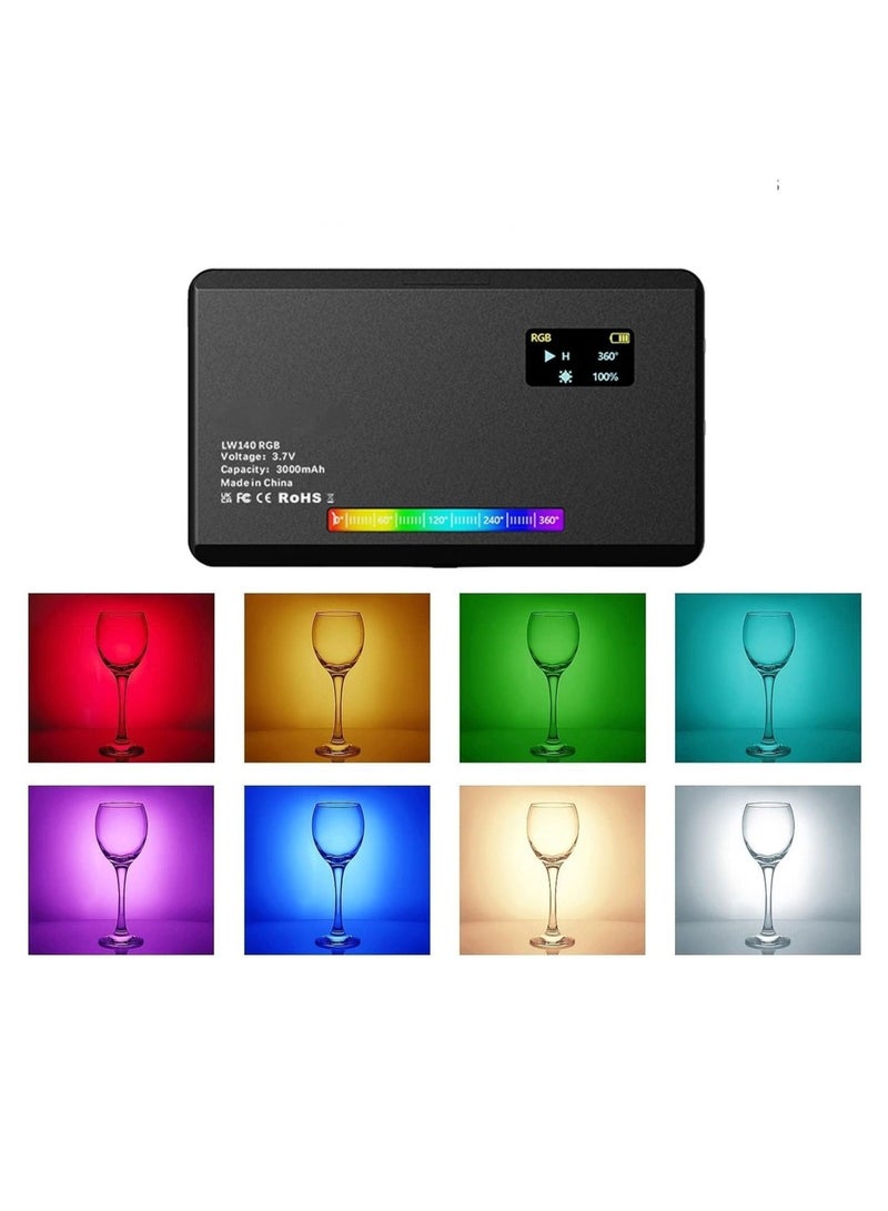 W140 RGB LED Video Light Rechargeable Photography Fill Light CRI95+ 2500K-9000K Dimmable 20 Lighting Effects with LCD Display Cold Shoe Adapter for Vlog Live Streaming Video Conference Product  - Image 1