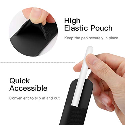 MoKo Pencil Holder Sticker Fit Apple Pencil Pro, Apple Pencil (USB-C), iPencil 1st/2nd Generation, Elastic Pencil Pocket Pouch Adhesive Sleeve Attached to iPad Case for Stylus Pens,Black - Image 5