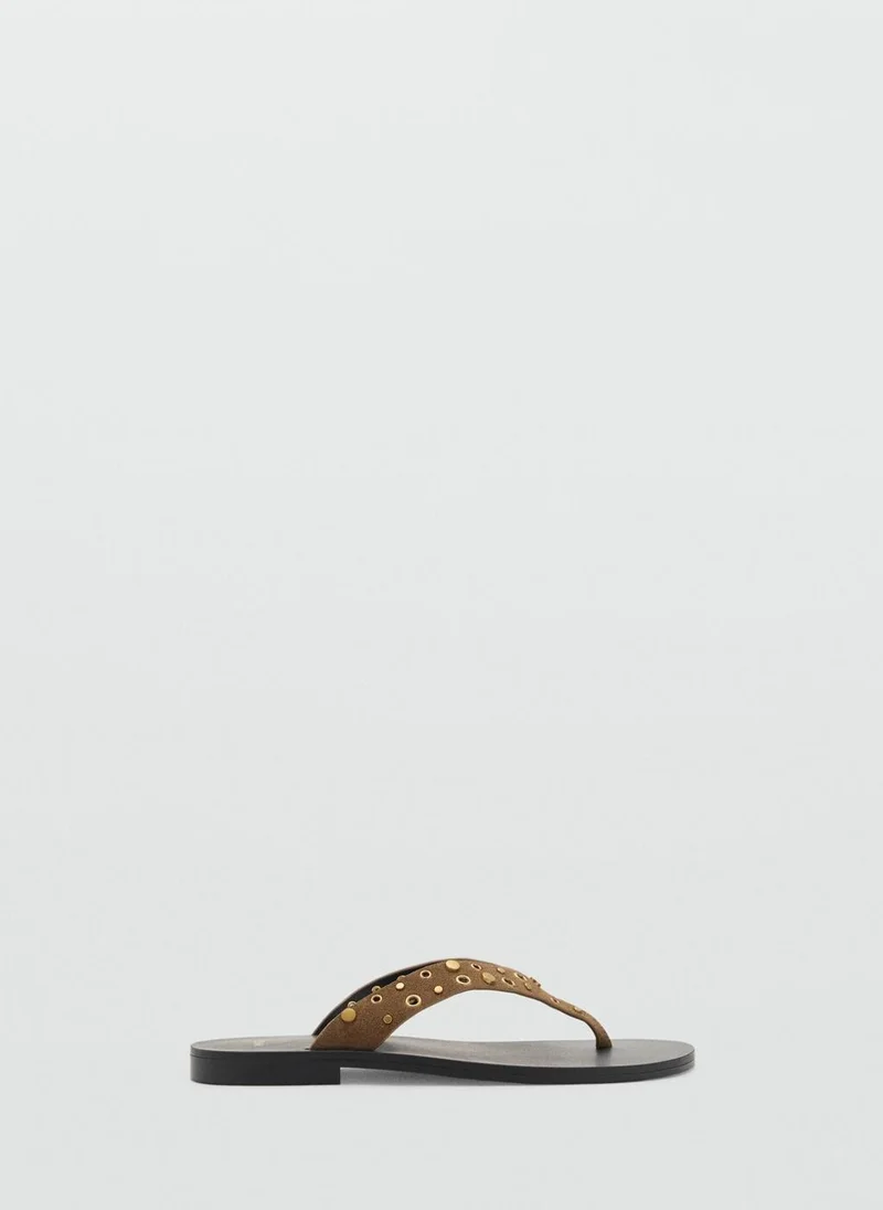 مانجو Suede Sandals With Eyelet Straps
