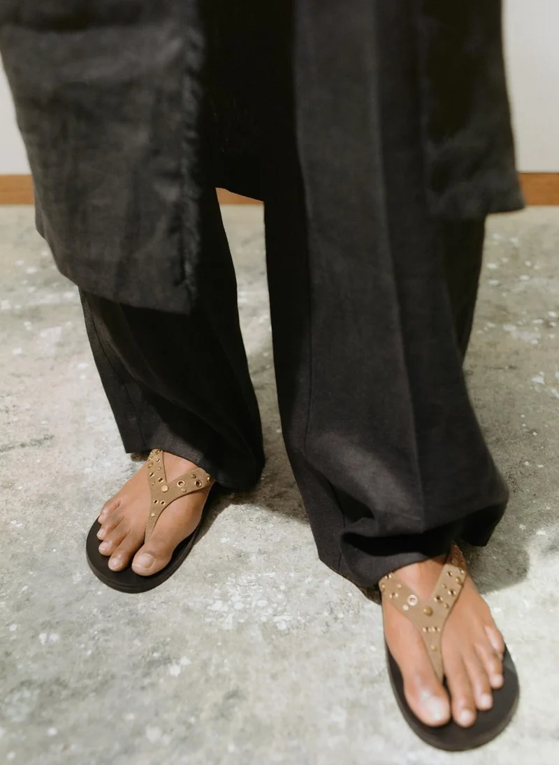 MANGO Suede Sandals With Eyelet Straps