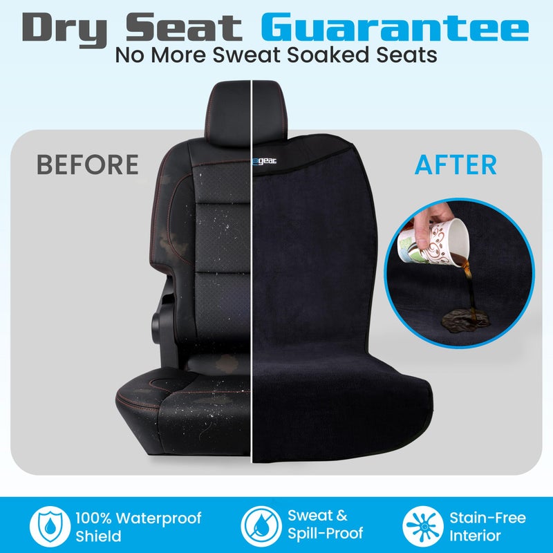 HAPPEGEAR Happeseat Waterproof Car Seat Cover & Protector â€“ Universal Fit Car Seat Towel Cover â€“ Non-Slip Backing, Easy Install & Storage, Machine Washable, Fits Front & Back, Black - Image 2