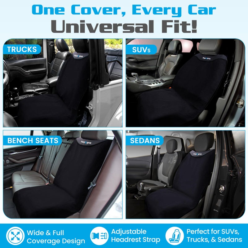 HAPPEGEAR Happeseat Waterproof Car Seat Cover & Protector â€“ Universal Fit Car Seat Towel Cover â€“ Non-Slip Backing, Easy Install & Storage, Machine Washable, Fits Front & Back, Black - Image 4
