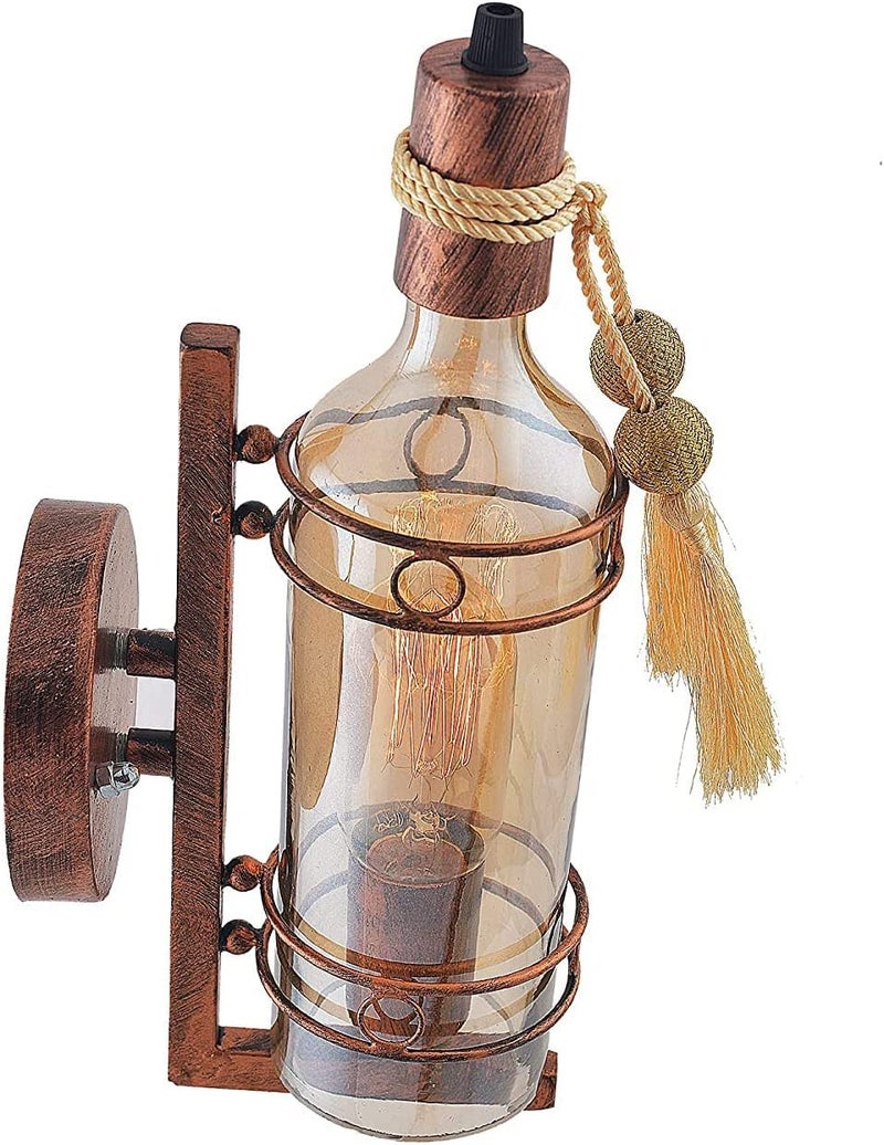 SVDK Antique Look Wine Bottle Shaped Glass Wall Lamp for Home Decorative Lamp Bulb Not Included - Image 2