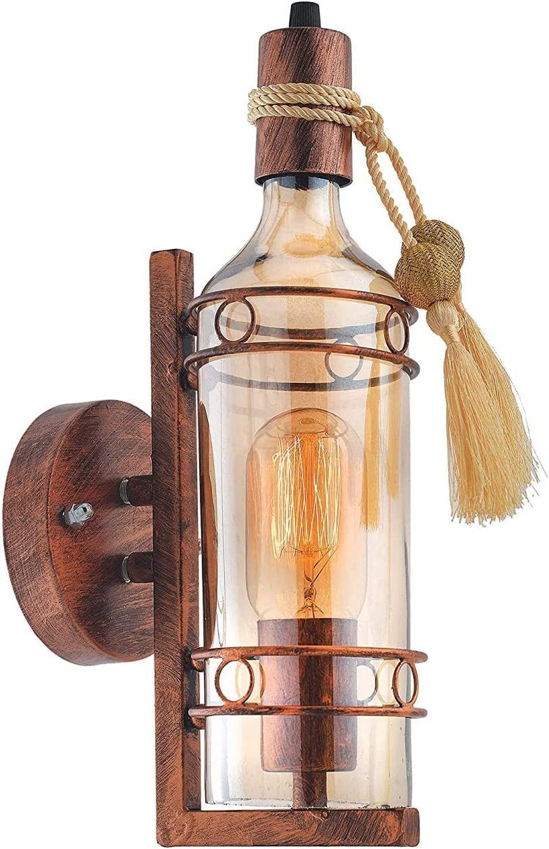 SVDK Antique Look Wine Bottle Shaped Glass Wall Lamp for Home Decorative Lamp Bulb Not Included - Image 1