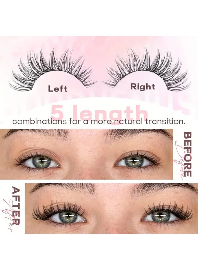 Noorly Lash Clusters Kit Wispy Eyelash Clusters Lashes Natural DIY Lash Extension Kit 10-16mm Cluster Eyelash Extensions Kit 300pcs C Curl Individual Lashes Cluster Eyelash - Image 4