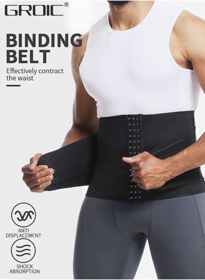 GROIC - Men's Waist Trainer Sauna Weight Loss Body Shaper Sweat Vest for Men with 3 Rows of Hooks and 3 Belt, Neoprene Sauna Waist Sauna Sweat Waist Trimmer Slimmer Belt Workout Girdle, XL - Image 1