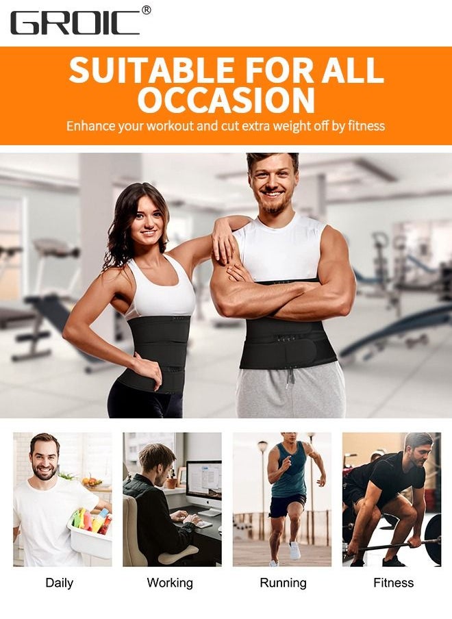 GROIC - Men's Waist Trainer Sauna Weight Loss Body Shaper Sweat Vest for Men with 3 Rows of Hooks and 3 Belt, Neoprene Sauna Waist Sauna Sweat Waist Trimmer Slimmer Belt Workout Girdle, XL - Image 1