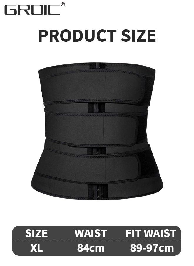 GROIC - Men's Waist Trainer Sauna Weight Loss Body Shaper Sweat Vest for Men with 3 Rows of Hooks and 3 Belt, Neoprene Sauna Waist Sauna Sweat Waist Trimmer Slimmer Belt Workout Girdle, XL - Image 1