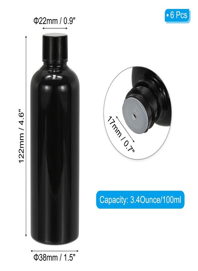 PATIKIL Travel Bottles with Screw Cap, 6 Pcs 3.4Oz(100ml) Leak Proof Refillable Empty Dispenser Container Squeeze Bottle with PP Screw Lid for Shampoo Toiletries Lotion Cream, Black - Image 2
