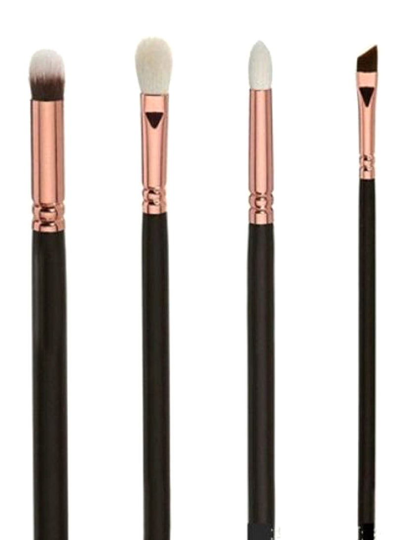 NIBEMINENT 4-Piece Eye Shadow Makeup Brush Set With Eyebrow And Lip Stick Black/Rose Gold/Red - Image 2