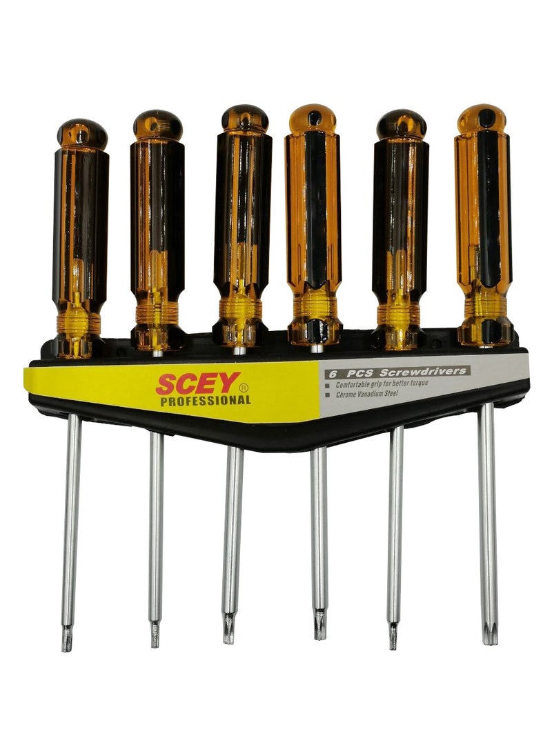 Generic - 6 Pcs Screwdriver Set T10 T15 T20 T25 T27 T30 Set CR-V Professional Multi-purpose Screwdriver Set With Hanging Rack SCEY SCY8241 - Image 1