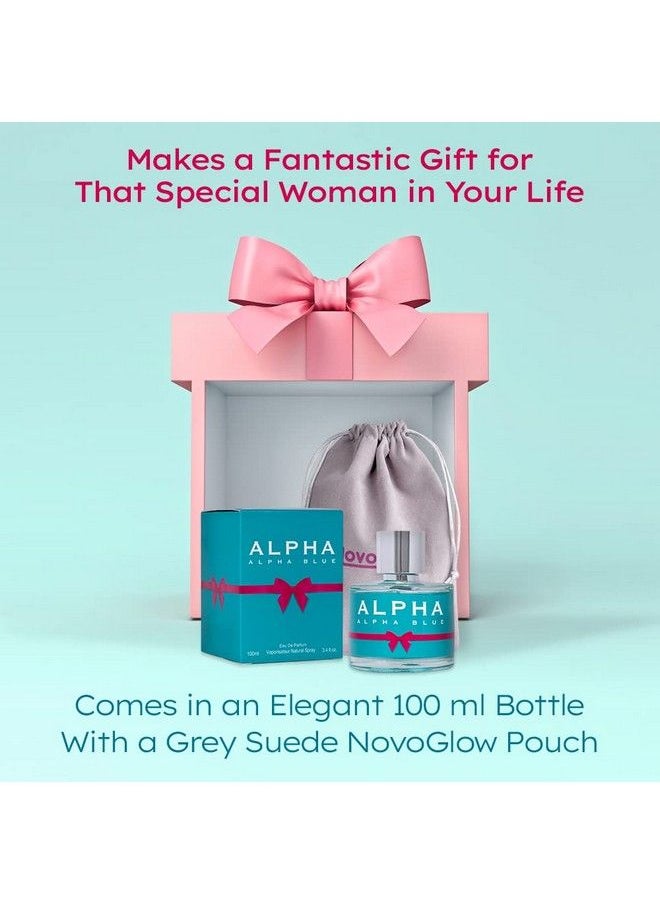 NovoGlow - Alpha Blue For Women 3.4 Fl Oz Oz Eau De Parfum Spray Long Lasting Fruity & Floral Fragrance Smell Fresh & Feminine All Day Includes Novoglow Carrying Pouch Gift For Women For All Occasions - Image 1