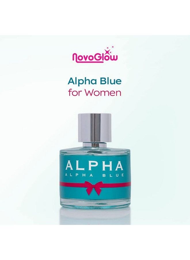NovoGlow - Alpha Blue For Women 3.4 Fl Oz Oz Eau De Parfum Spray Long Lasting Fruity & Floral Fragrance Smell Fresh & Feminine All Day Includes Novoglow Carrying Pouch Gift For Women For All Occasions - Image 1