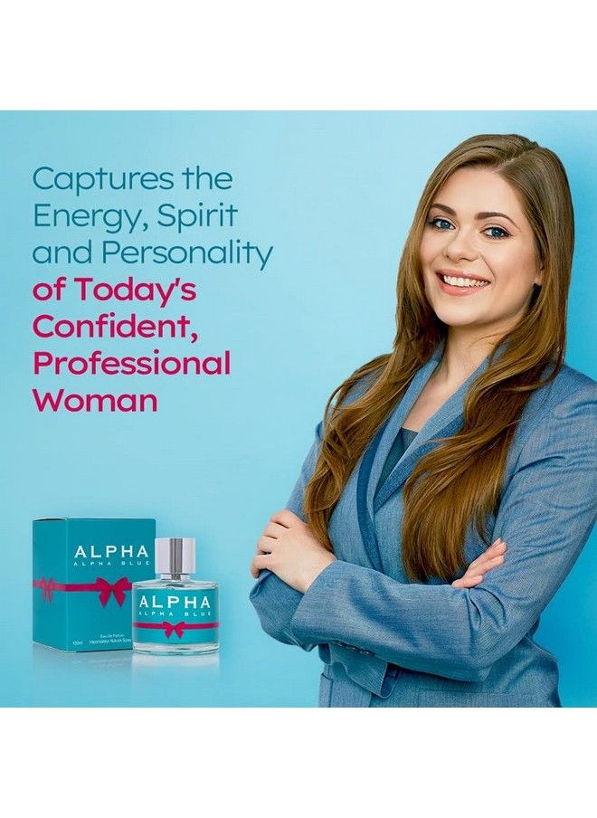 NovoGlow - Alpha Blue For Women 3.4 Fl Oz Oz Eau De Parfum Spray Long Lasting Fruity & Floral Fragrance Smell Fresh & Feminine All Day Includes Novoglow Carrying Pouch Gift For Women For All Occasions - Image 1
