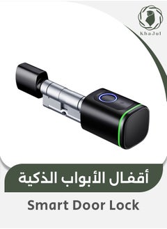 خاجول قفل باب ذكي من يدعم حتي 100 بصمة , قفل ذكي يدعم الفتح عن طريق تطبيق الجوال , شامل 2 بطاقة ذكية , أسود , بطول 60مم  - Image 1