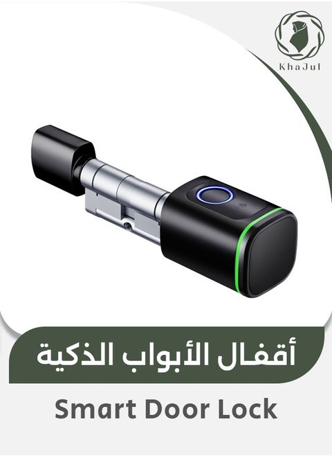 4 in 1 Smart Door Lock (Fingerprint + Swipe Card + Key + Bluetooth) Supports up to 100 Fingerprints, Remote Unlock via App, 2-Rfid Smart Cards Included, 60mm Cylinder (Black)