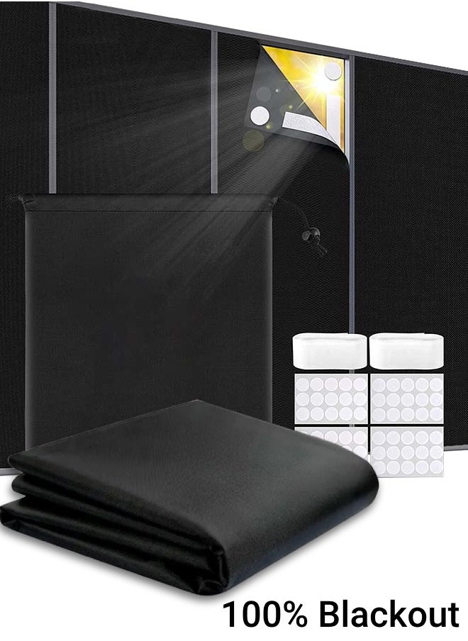CHHQLZS Portable Blackout Blind 200x145cm Blackout Curtains with Adhesive Blackout Shades for Baby Nursery, Bedroom or Travel  - Image 1