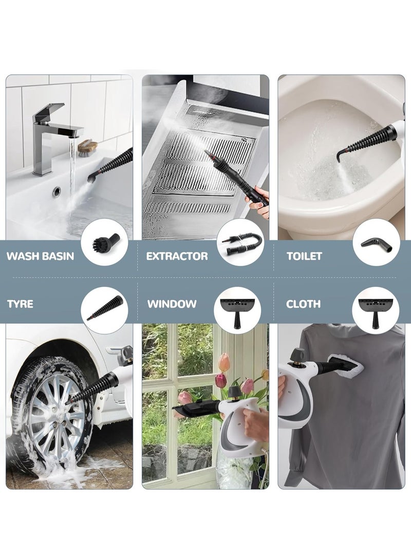 Handheld Steam Cleaner, Portable Steamer with Large Capacity,11-Piece Accessory Set for Floor, Car, Carpet, Upholstery, Couch, Tile, Windows Cleaning (Grey) - Image 2