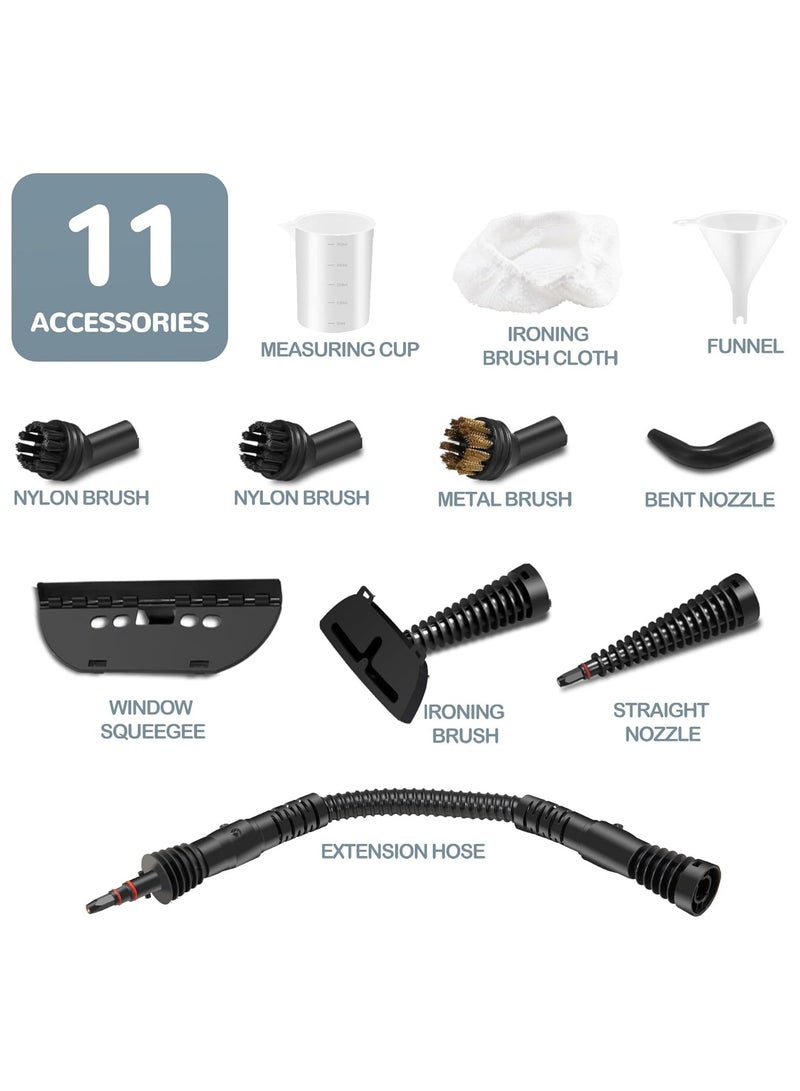 Handheld Steam Cleaner, Portable Steamer with Large Capacity,11-Piece Accessory Set for Floor, Car, Carpet, Upholstery, Couch, Tile, Windows Cleaning (Grey) - Image 5