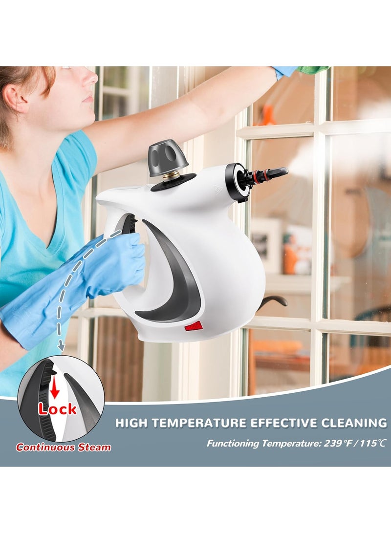 Handheld Steam Cleaner, Portable Steamer with Large Capacity,11-Piece Accessory Set for Floor, Car, Carpet, Upholstery, Couch, Tile, Windows Cleaning (Grey) - Image 3