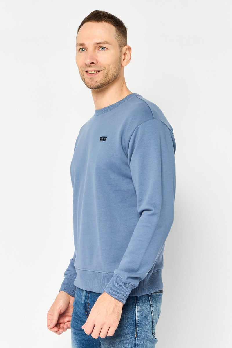 VANS Men Crew Neck Embroidered Logo Long Sleeve Sweatshirt, Slate Blue - Image 4