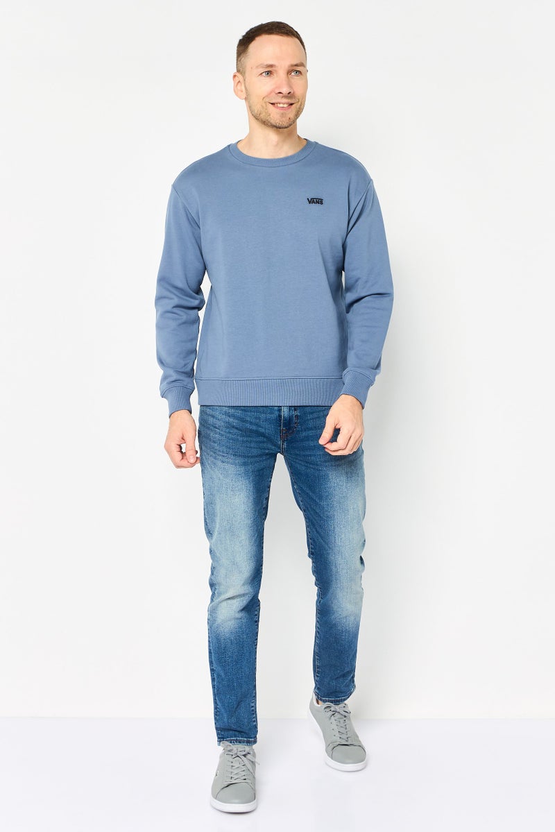 VANS Men Crew Neck Embroidered Logo Long Sleeve Sweatshirt, Slate Blue - Image 2