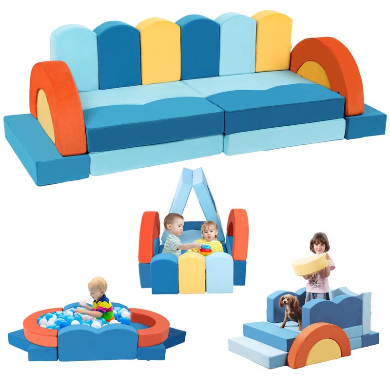 Erament 22Pcs Modular Kids Play Couch for Toddler - Kids Sofa Bed for Playroom, Convertible Furniture Ocean Theme Modular Sofa Building Fort for Inspiring Creativity - Image 1