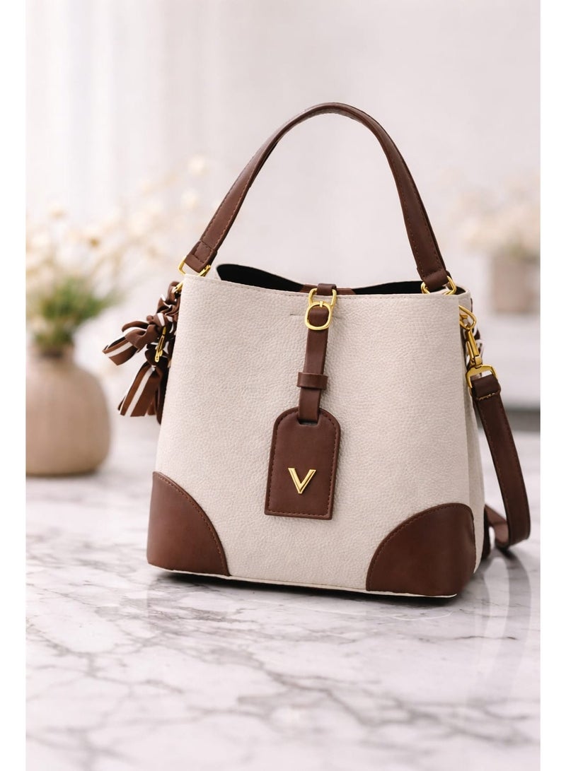 SUNSTAR Elegant Two-Tone Handbag with Premium Gold Accents - Image 1