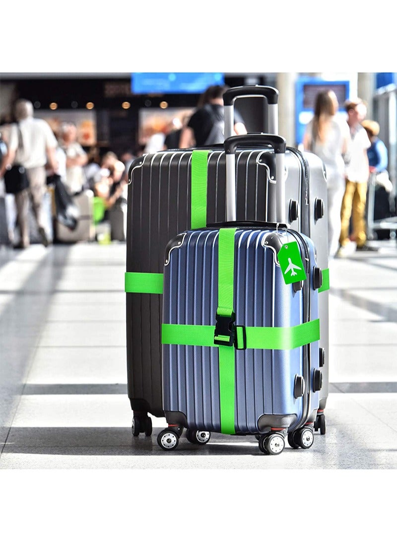 Aikanbo 4 Pack Luggage Straps Suitcase Tags Set，Travel Adjustable Suitcase Straps Silicone Luggage Tags with Name ID Card Men Women Travel Accessories（Green） - Image 5