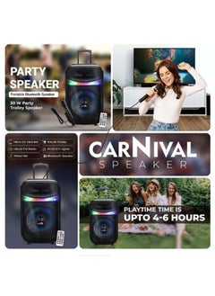 iCruze Carnival 30W Party Speaker with TWS 6 hours Playtime, 2200mAH with Microphone Bluetooth/AUX/USB/SD Card/FM Radio, Black  - Image 2