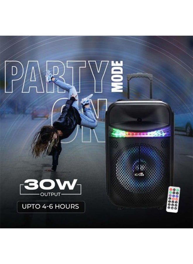 iCruze - Carnival 30W Party Speaker with TWS 6 hours Playtime, 2200mAH with Microphone Bluetooth/AUX/USB/SD Card/FM Radio, Black - Image 1
