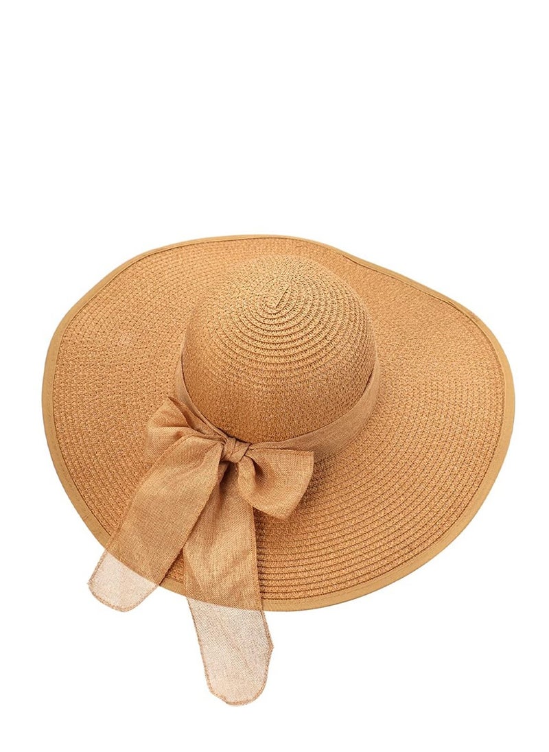 SYOSI - Womens Big Bowknot Straw Hat Large Floppy Foldable Roll up Beach Cap Sun Hat Summer UV Protection Beach Cap - Image 1