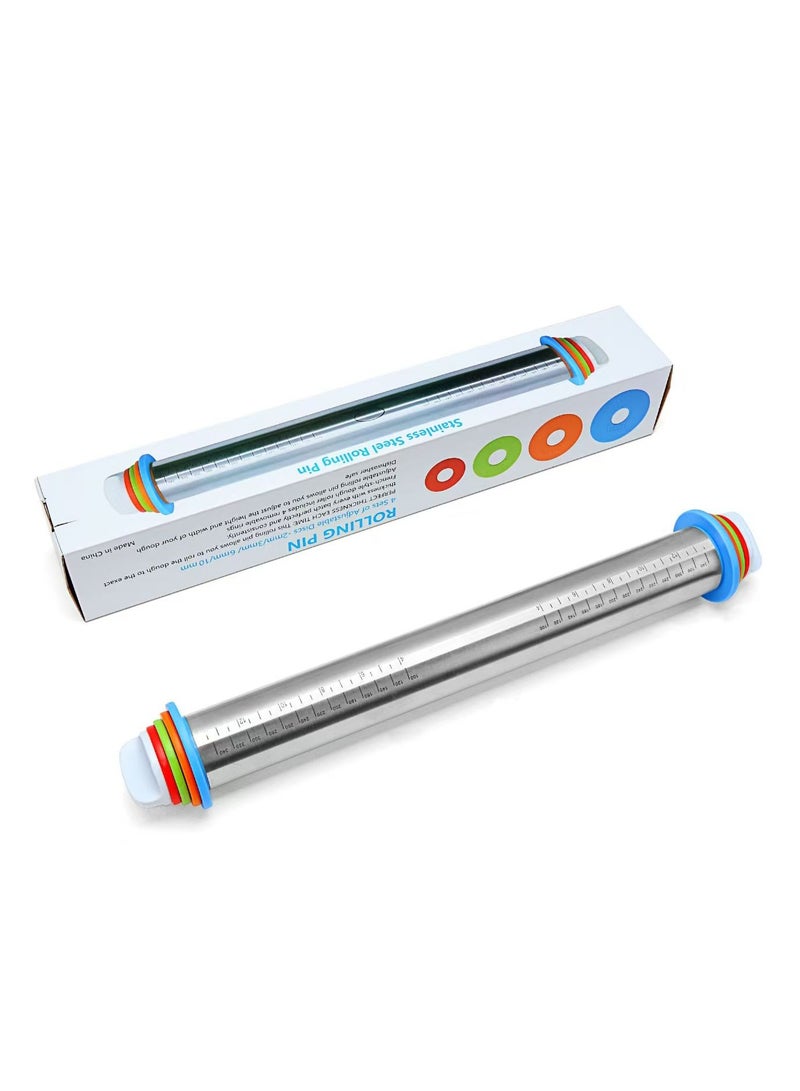 Stainless Steel Rolling Pin Kneading Pad Set Adjustable Thickness Rolling Rod With Scale Baking Cake Roller Dough Tools - Image 5