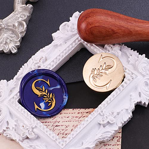 SWANGSA Initial Alphabet S Wax Seal Stamp, Vintage Elegant Botanical Leaves Letter Sealing Stamp for Wedding Party Invitation, Gift Wrap, Envelope, Christmas Thanksgiving Card (S) - Image 5