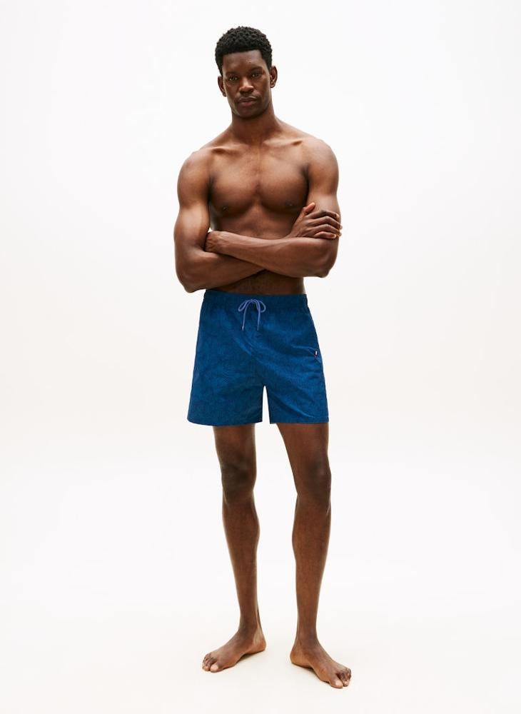 TOMMY HILFIGER Original Print Mid Length Swim Shorts - Image 4