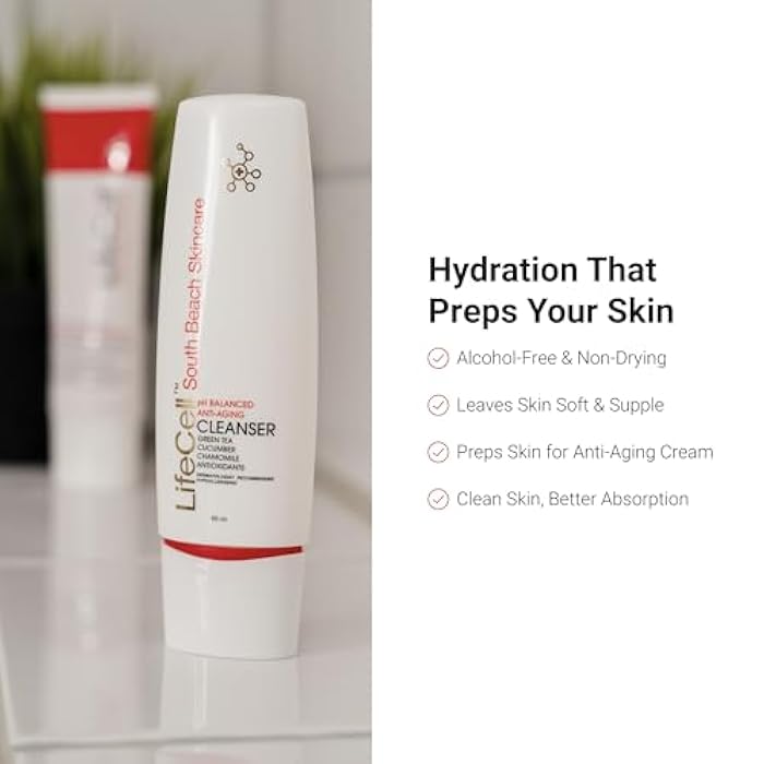 LifeCell Anti-Aging Facial Cleanser – pH Balanced Daily Face Wash with Green Tea, Cucumber, and Resveratrol – Hydrating & Gentle Makeup Remover for Sensitive Skin – 60ml - Image 5