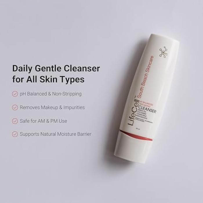 LifeCell Anti-Aging Facial Cleanser – pH Balanced Daily Face Wash with Green Tea, Cucumber, and Resveratrol – Hydrating & Gentle Makeup Remover for Sensitive Skin – 60ml - Image 2