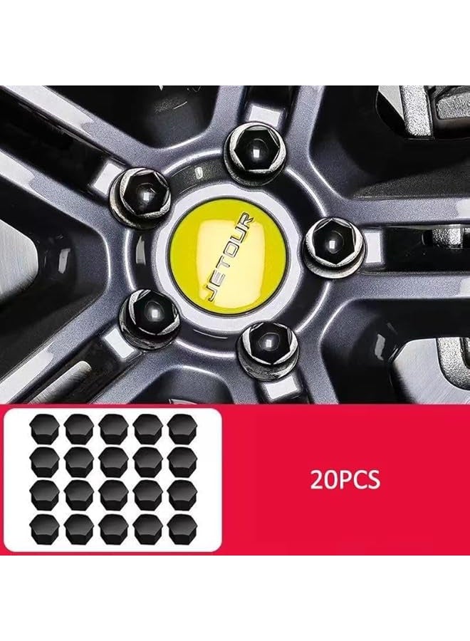 Topleo Matte Black Roof Travel Rack, Luggage Decorative Strip Frame, Hub Caps, Wheel Side Screws, Wheel Bolt Covers, Front Bumper Hooks Covers, Compatible with Jetour T2 2023, 2024 (Black72PCS)  - Image 4