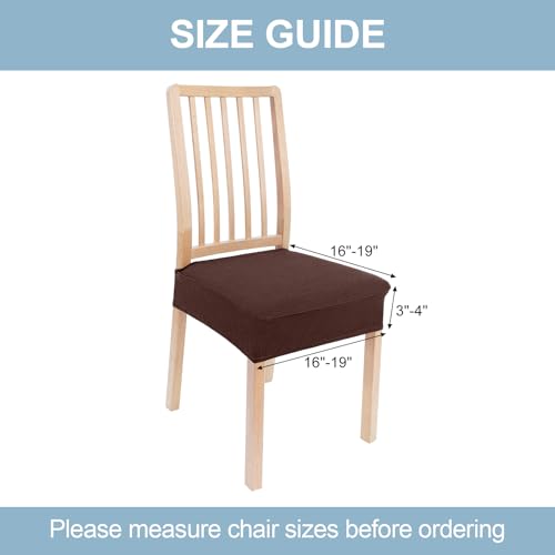 Smiry Stretch Jacquard Seat Covers for Dining Room Chairs Set of 4, Removable Washable Chair Seat Protector Slipcovers, No Rear Covers, Light Chocolate - Image 5