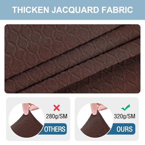 Smiry Stretch Jacquard Seat Covers for Dining Room Chairs Set of 4, Removable Washable Chair Seat Protector Slipcovers, No Rear Covers, Light Chocolate - Image 2