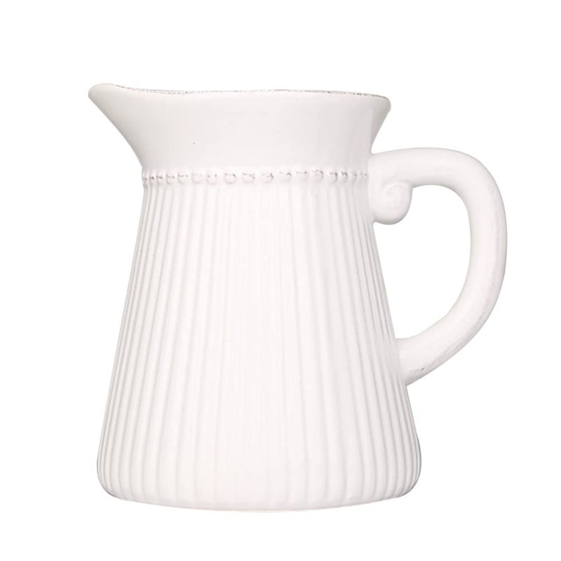Amosfun Ceramic Pitcher Vase Flower Pot with Handle White Decorative Vase Water Pitcher Porcelain Flower Holder Arrangements Home Office Decoration
