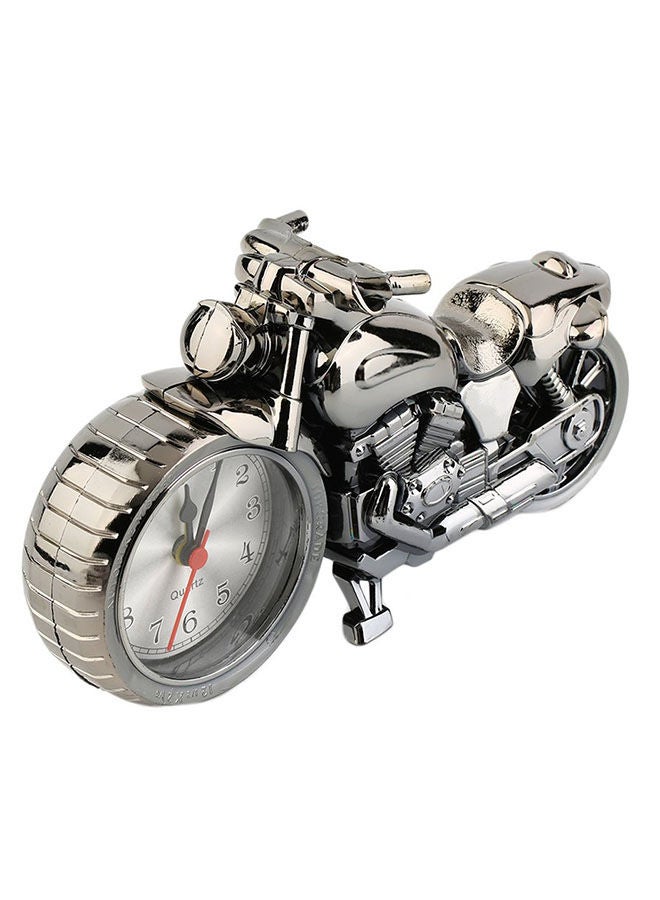 NIBEMINENT Motorcycle Motorbike Pattern Alarm Clock Creative Home Birthday Gift Cool Silver - Image 1