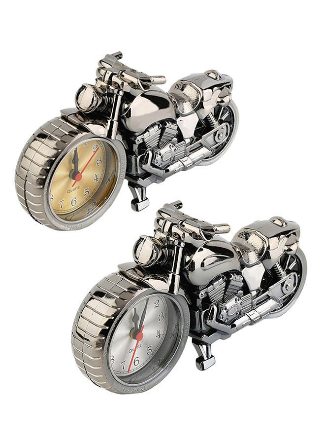 NIBEMINENT Motorcycle Motorbike Pattern Alarm Clock Creative Home Birthday Gift Cool Silver - Image 2