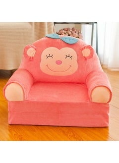 Children's Multi-layer Folding Plush Cartoon Sofa Removable And Washable Kindergarten Reading Area Cute Tatami-Color:Pink Monkey-Height:Four Layers (50*150cm)