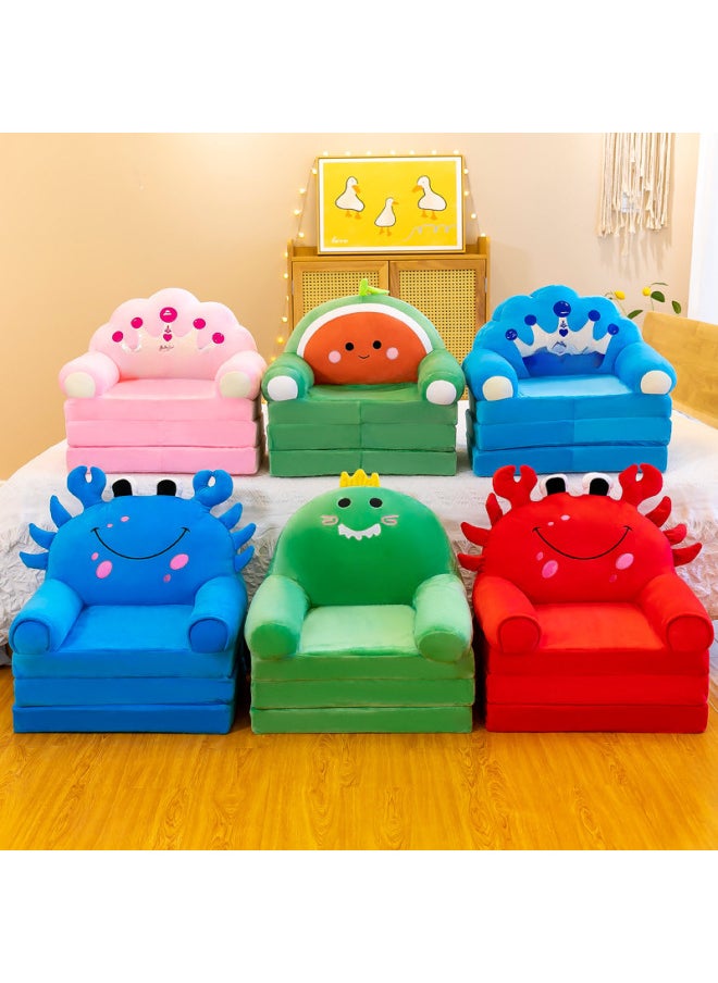 Generic - Children's Multi-layer Folding Plush Cartoon Sofa Removable And Washable Kindergarten Reading Area Cute Tatami-Color:Pink Monkey-Height:Four Layers (50*150cm) - Image 1